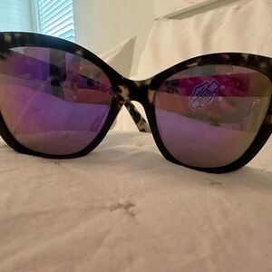 DIFF Tortoise Shell Sunglasses with Purple Lenses